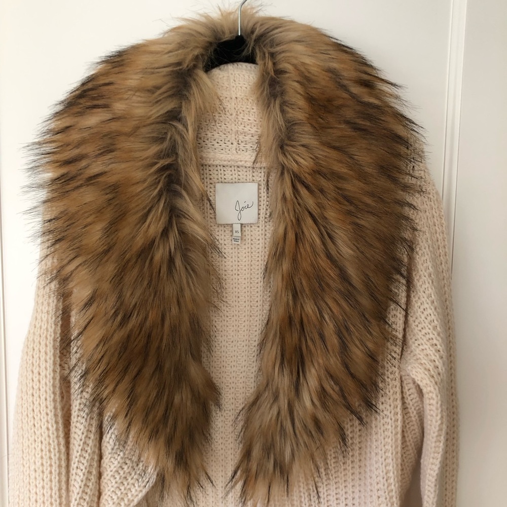 Joie Helma Faux Fur Wool and Yak Cocoon Cardigan - Picture 3 of 10